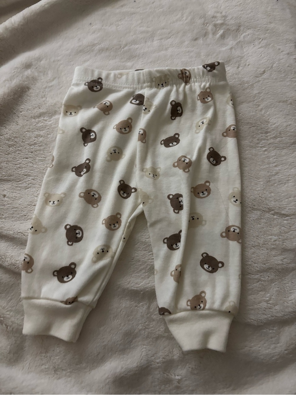 Baby Bear Print Cream Pajama Pants